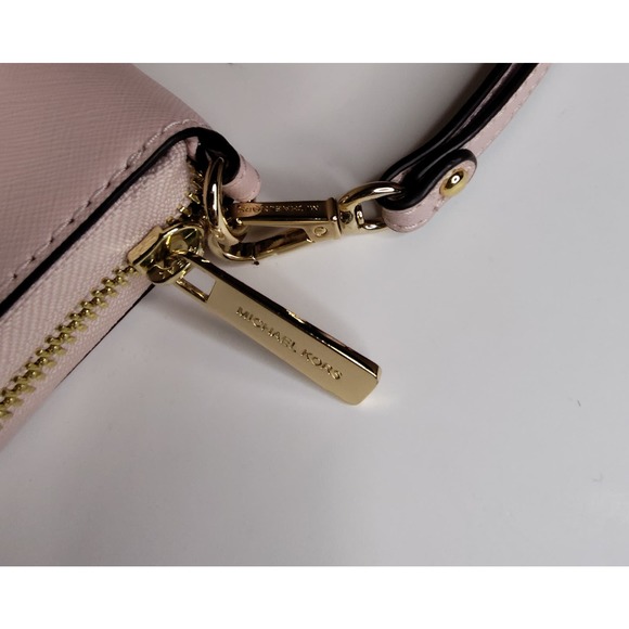 Michael Kors Ladies Saffiano Leather Jet Set Pink Travel Wallet Wristlet - Picture 4 of 4